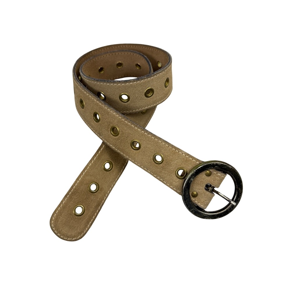 Coldwater Creek Belt Womens Medium Tan Brown Grommet Round Buckle Suede 6493